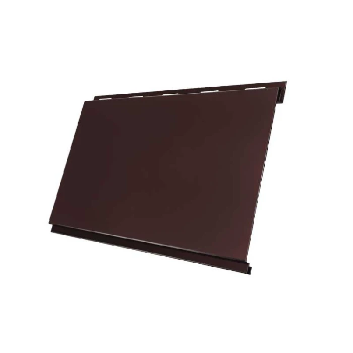 Металлический сайдинг Grand Line Вертикаль 0.45 мм classic Drap ST с пленкой RAL 8017 шоколад